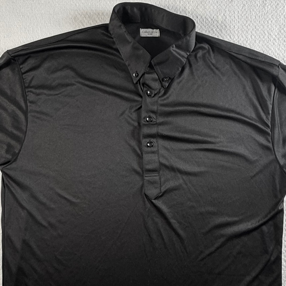 Collars & Co. Dress Collar Polo Mens 2XL Short Sleeve Button Down Black